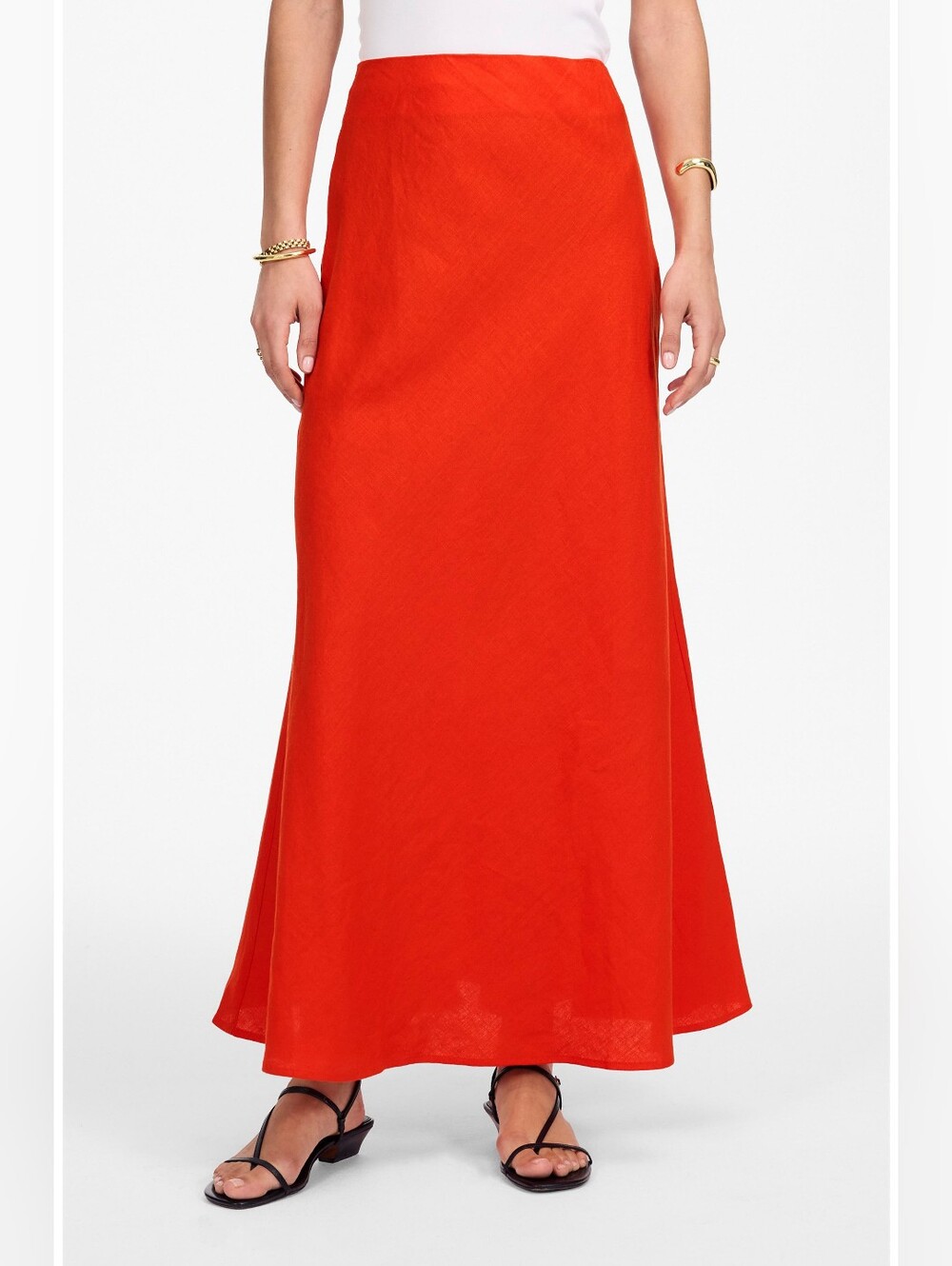 NWT Madewell Flame Red Linen Maxi Skirt Size 4